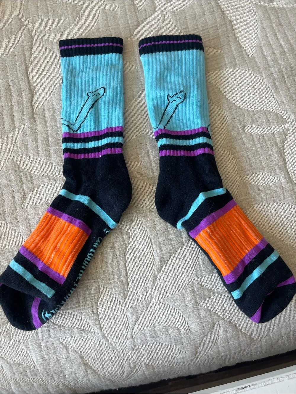 Rick and Morty Mr Meeseeks Cartoon Network Mens Crew Socks Blue Black Striped